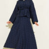 Long Tunic Set with Slit and Floral Accessory Navy Blue - immagine 5