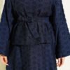 Oval Fringed Belted Skirt Set Navy Blue - Imagen 4