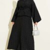 Oval Fringed Belted Skirt Set Black