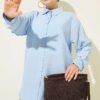 Oversized Button-Up Shirt Blue
