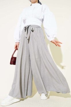 Oversize Trousers with Ties Grey