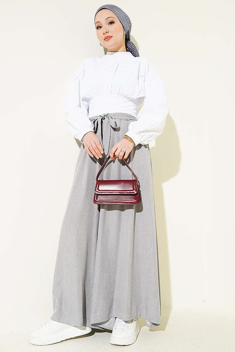 Oversize Trousers with Ties Grey – Bild 2