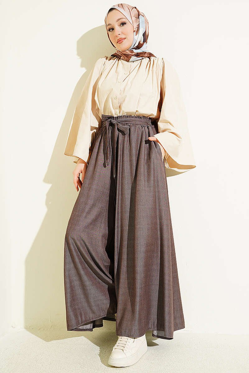 Oversize Trousers with Ties Brown - immagine 2