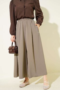 Oversized Cuffed Waistband Pants Beige