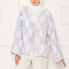 Fringe Detail Tied Front Kimono Indigo - immagine 2