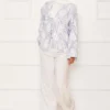Fringe Detail Tied Front Kimono Indigo - immagine 3