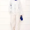 Fringe Detail Tied Front Kimono Blue – Image 3