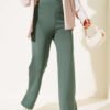 Split Hem Scuba Trousers Khaki