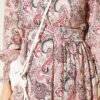 Paisley Print Ankle Smocked Dress Beige - immagine 4