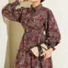 Paisley Print Ankle Smocked Dress Brown - immagine 2