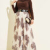 Pleated Chiffon Skirt Brown - Image 2