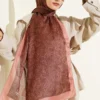 ⁦Soft Paisley Motif Scarf Brown⁩ - الصورة ⁦2⁩