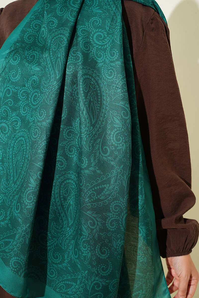 Soft Paisley Motif Scarf Emerald - immagine 4