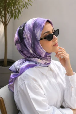 Pastel Flower Pattern Scarf Series Purple
