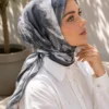 Pastel Flower Pattern Scarf Series Black