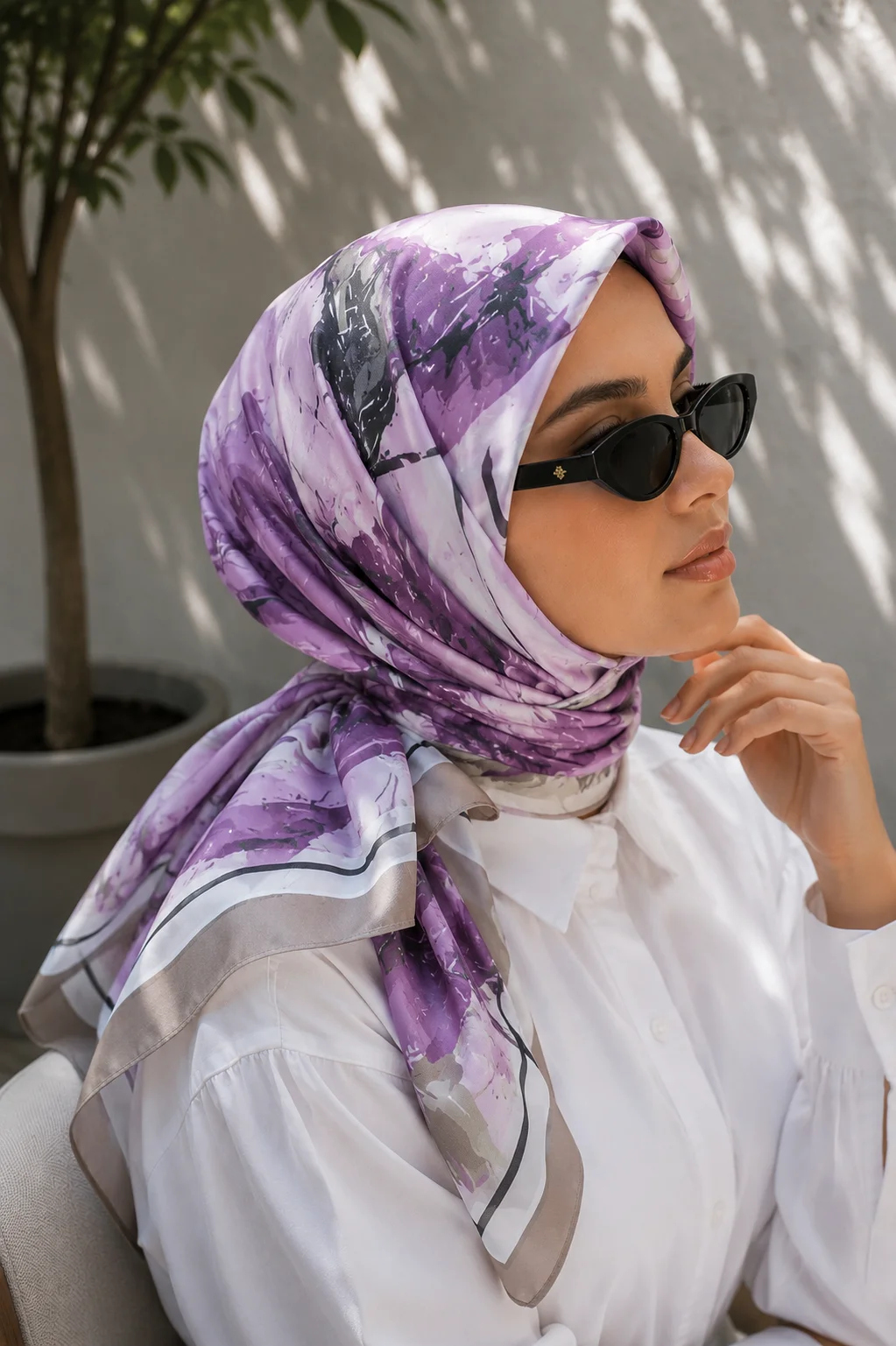 Pastel Flower Pattern Scarf Series Mink