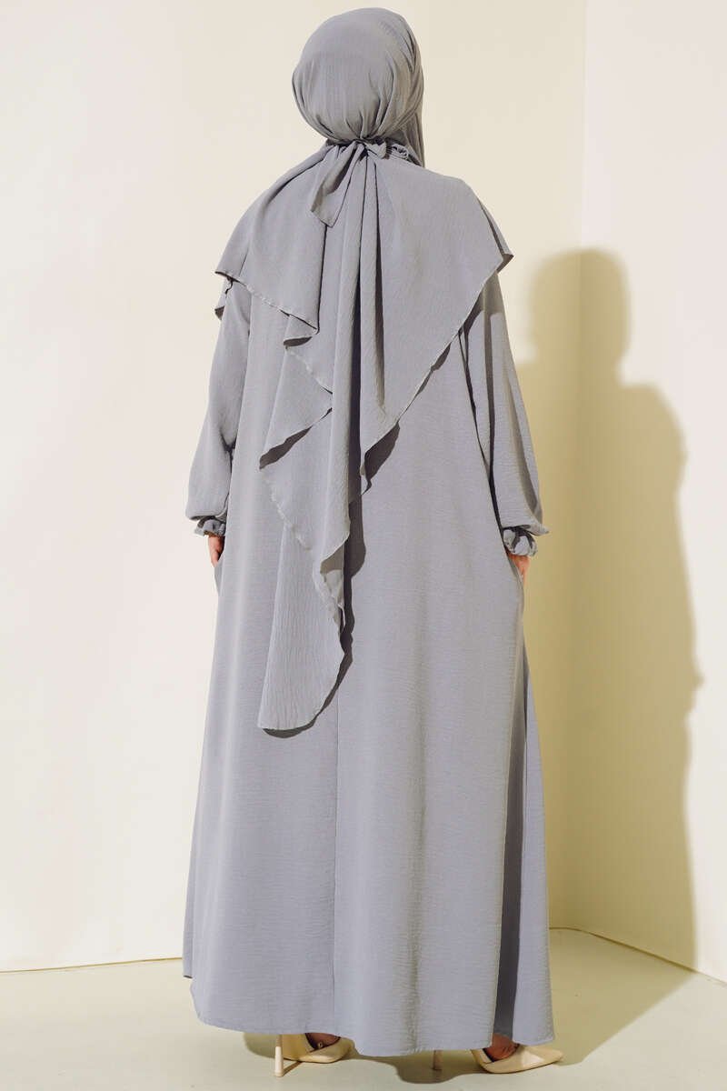 Veiled Wide Abaya Grey – Image 3