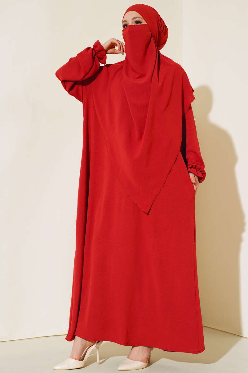Veiled Wide Abaya Pomegranate Blossom