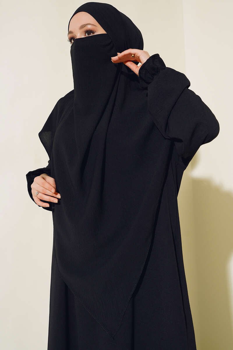 Veiled Wide Abaya Black - Image 2