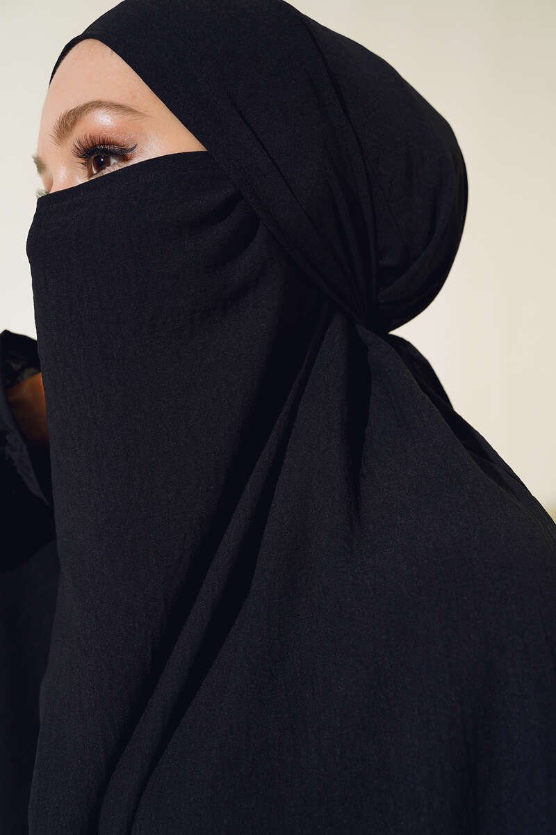 Veiled Wide Abaya Black - Image 4