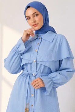 Alternative view of Buttoned Two-Piece Set with Cape Detail Baby Blue