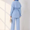 Buttoned Two-Piece Set with Cape Detail Baby Blue - الصورة 4