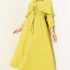 Cloak Dress with Elastic Waist and Half Button Closure