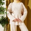 ⁦Belted Side Wrap Set with Pen Details Beige⁩ - الصورة ⁦2⁩