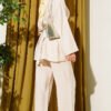 ⁦Belted Side Wrap Set with Pen Details Beige⁩ - الصورة ⁦3⁩
