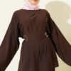 Belted Side Wrap Set with Pen Details Brown - immagine 2