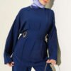Belted Side Wrap Set with Pen Details Navy Blue – Bild 2