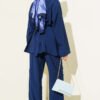 Belted Side Wrap Set with Pen Details Navy Blue – Bild 3
