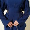 Belted Side Wrap Set with Pen Details Navy Blue – Bild 4