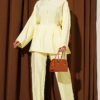 Belted Side Wrap Set with Pen Details Yellow