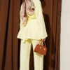 Belted Side Wrap Set with Pen Details Yellow - immagine 3