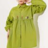 Pleated Floral Embroidered Shirt