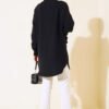 Pleated Swirl Shirt Black – Image 3