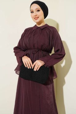 Vue alternative de Pleated String Tied Skirt Set Plum