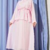 Pleated String Tied Skirt Set Pink