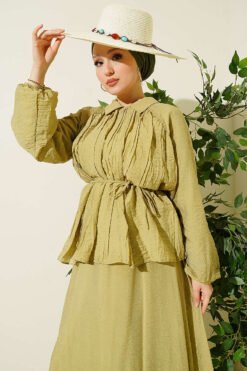 Vue alternative de Pleated String Tied Skirt Set