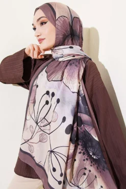 Poppy Pattern Modal Shawl Mink