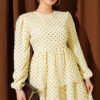 Polka Dot Layered Chiffon Dress Yellow – Bild 2