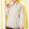 Polka Dot Tie Neck Chiffon Tunic Beige