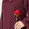 Polka Dot Tie Neck Chiffon Tunic Burgundy - Imagen 4