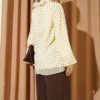 Polka Dot Tie Neck Chiffon Tunic Yellow - Imagen 3
