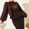 Sequined Skirt Evening Set Brown – Bild 2