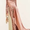 Sequin Embellished Draped Evening Dress