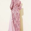 Sequin Embellished Draped Evening Dress Powder Pink wholesale dress view 3 - Hicabistan Turkey factory