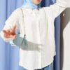 Shirt with Embroidered Detail and Ruffled Sleeves Ecru