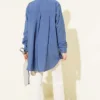 Back Pleated Basic Oversized Shirt Indigo - immagine 3
